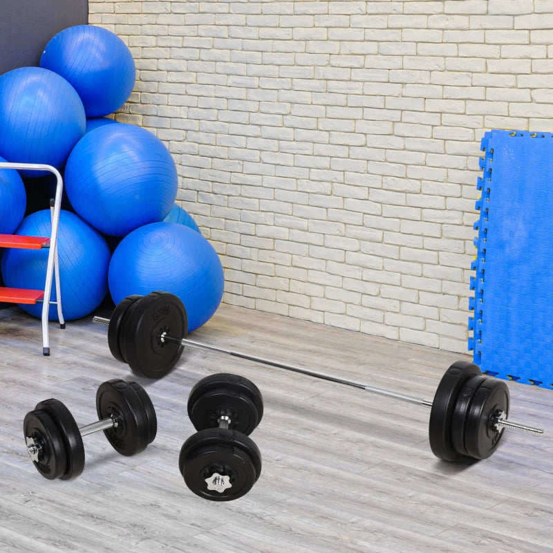Soozier 145lbs Dumbbell & Barbell Adjustable Set Plate Bar Clamp Rod Home Gym Sports Area Exercise