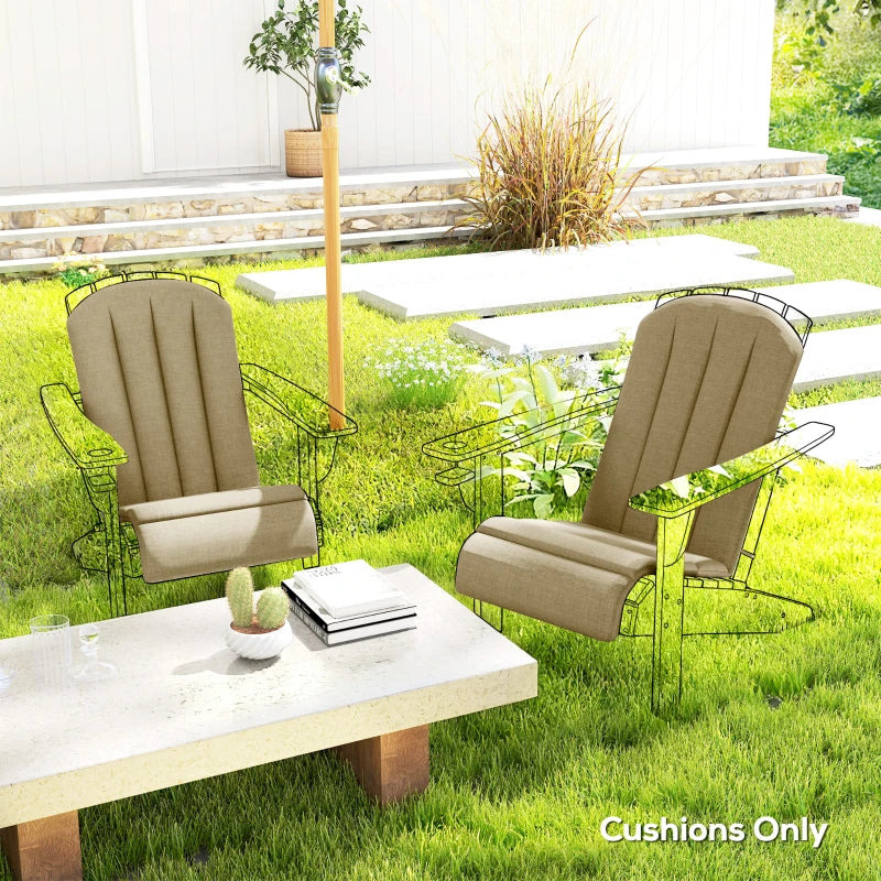 Set of 2 Patio Chair Cushions, High Back Adirondack Chair Cushion with Ties, High-Density Foam, Beige