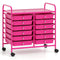 12 Drawers Rolling Storage Cart for Home and Office-Hot Pink