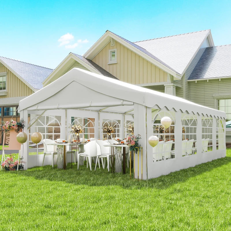 13'x26' Heavy Duty Large Party Tent & Carport with Removable Sidewalls, Windows, Portable Garage Canopy Tent, White