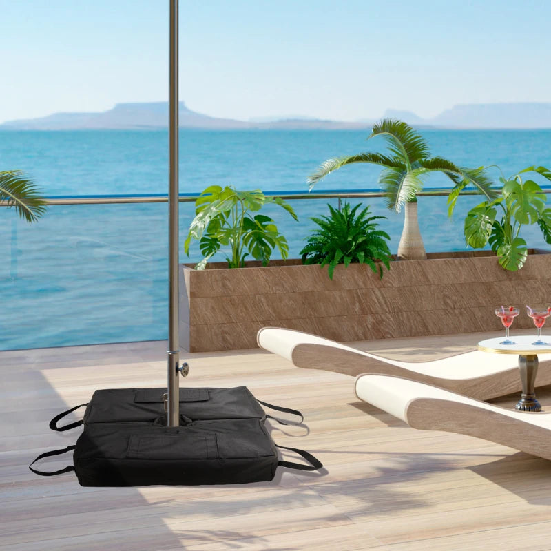 2pc Umbrella Base, Weight Bag, Garden Parasol Weight Base, Filled Sand Fits Most Umbrella w/ Scoop Up 55lbs, Black