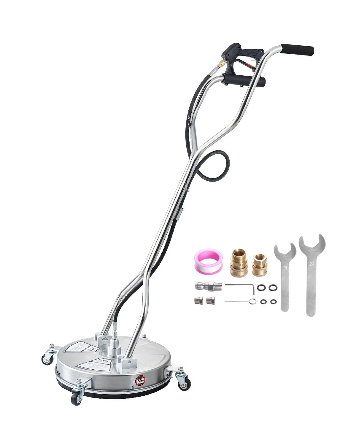 VEVOR 18" Pressure Washer Surface Cleaner 4 Wheels Dual Handle 4000 Max PSI