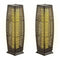 2 Pieces Solar-Powered Square Wicker Floor Lamps with Auto LED Light-Brown