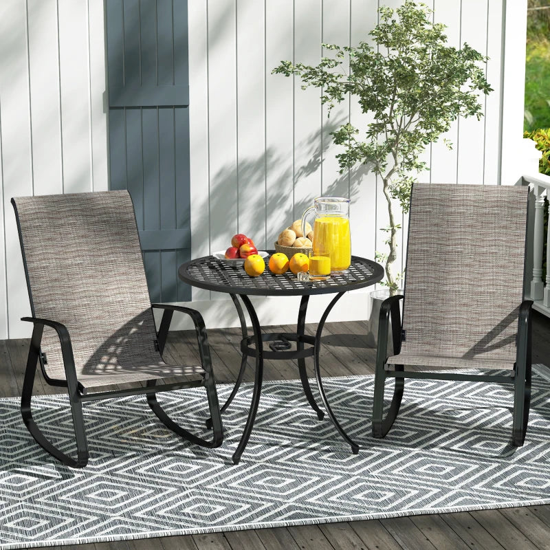 Set of 2 Patio Rocking Chairs, Outdoor Rocking Chairs with High Backrest, Armrests for Backyard, Garden, Light Brown