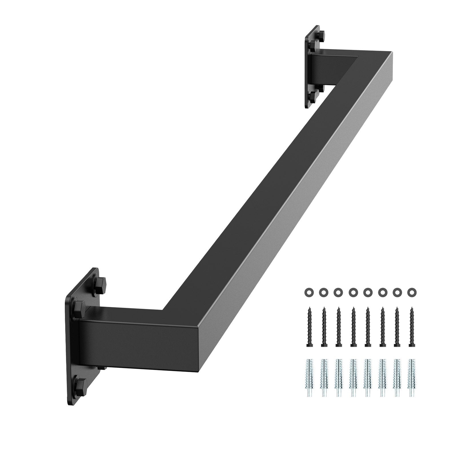 VEVOR 4ft Wall Mounted Stair Handrail Black Iron 250lbs Load Square Tube