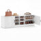 2-Door Shoe Bench Storage Cabinet with Adjustable Shelves-White