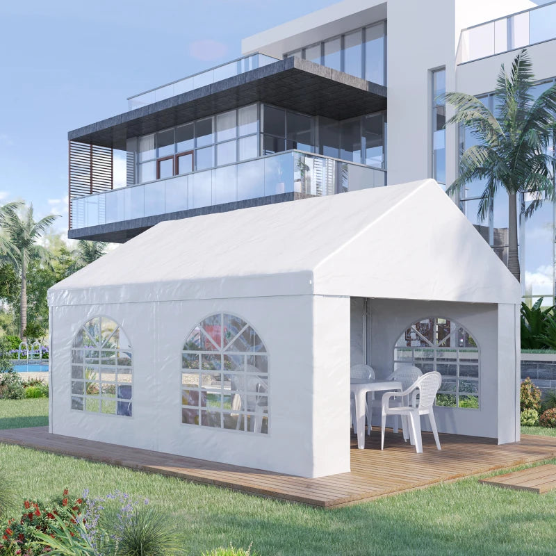 16.5' x 13' Outdoor Tents for Parties, Event Tent with Sides, 4 Windows and 2 Doors, White