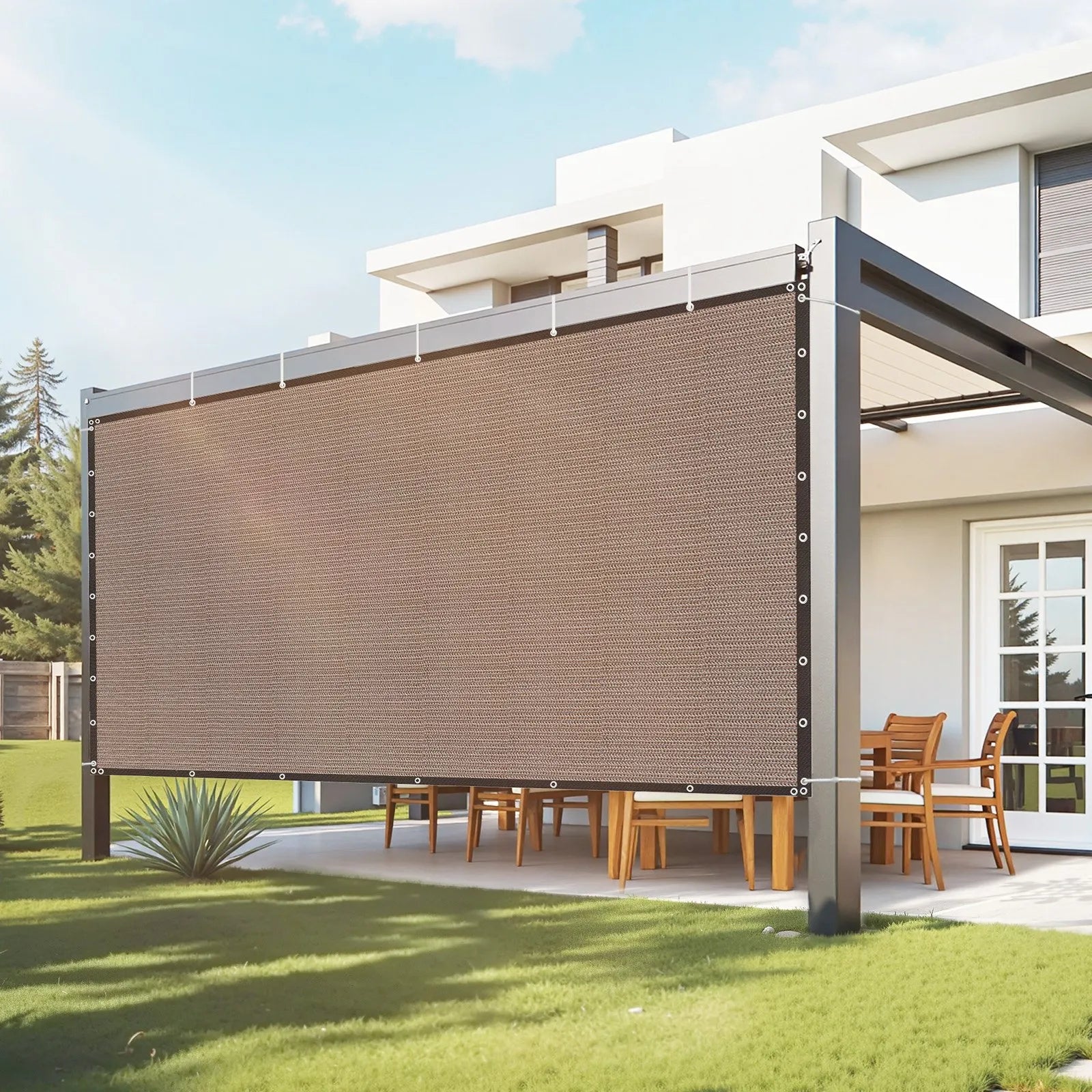 VEVOR 90% Sun Shade Cloth Privacy Screen 8 x 12 ft for Patio Garden (Brown)
