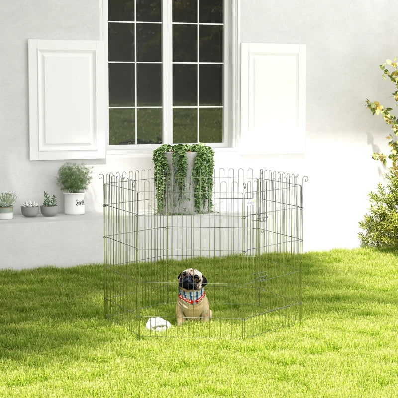 36inch 8-Panel Dog Playpen Octagon Pet Exercise Playpen Crate Foldable Dog Cage Pen Puppy Kennel, Black