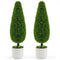 2 Pack 3 Feet Artificial Cedar Teardrop Shaped Bush with Plastic Nursery Pot-Green