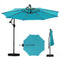10 Feet Solar Offset Hanging Umbrella with Base and LED Lights-Turquoise