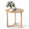 22.5 inch Round Side Table Farmhouse End Table with Sturdy Rubber Wood Legs and Triangular Structure-Natural