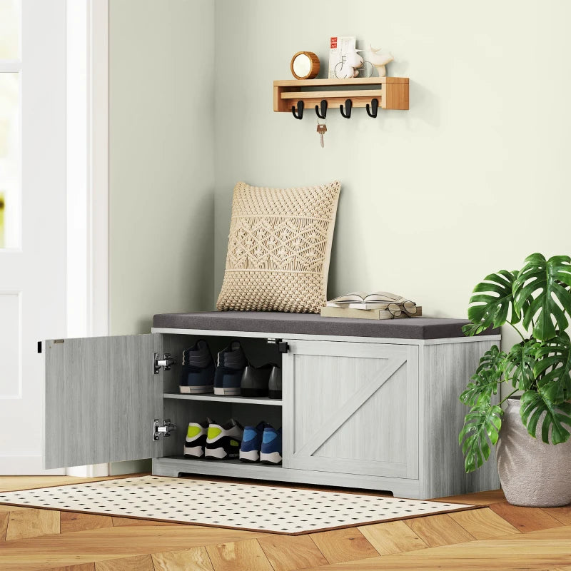 Shoe Storage Bench with Padded Seat, Entryway Bench Holds up to 352 lb, Shoe Organizer, 8 Pairs, Light Grey