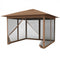 11.5 x 11.5 FT Pop-up Canopy Instant One-Person Setup with Mesh Screen Netting-Brown