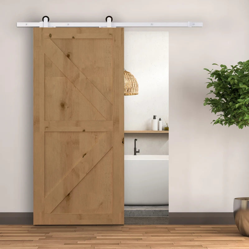 6FT Sliding Barn Door Track Kit, Heavy Duty Barn Door Hardware Kit, Fit 36" Wide Door Panel (T Shape), White