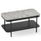 2-Tier Modern Rectangular Coffee Table with Sintered Stone Top-Gray