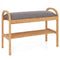 2-Tier Bamboo Shoe Bench with Storage and Padded Cushion-Gray