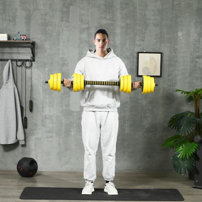 Soozier Dumbbell & Barbell Adjustable Set 66lbs Plate Bar Clamp Rod for Strength Training, Full Body Workout, Muscle Building Home Gym Sports Area Exercise Ergonomic