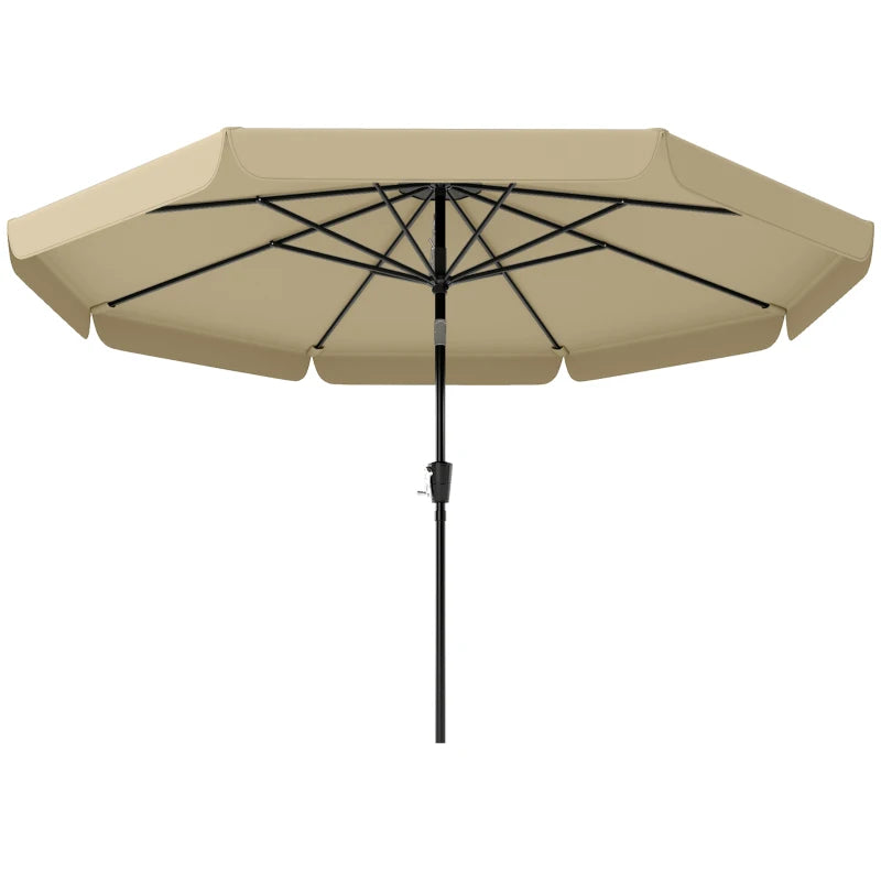 10 ft Patio Umbrella with Push Button Tilt and Crank, Outdoor Market Table Umbrella Parasol, Khaki