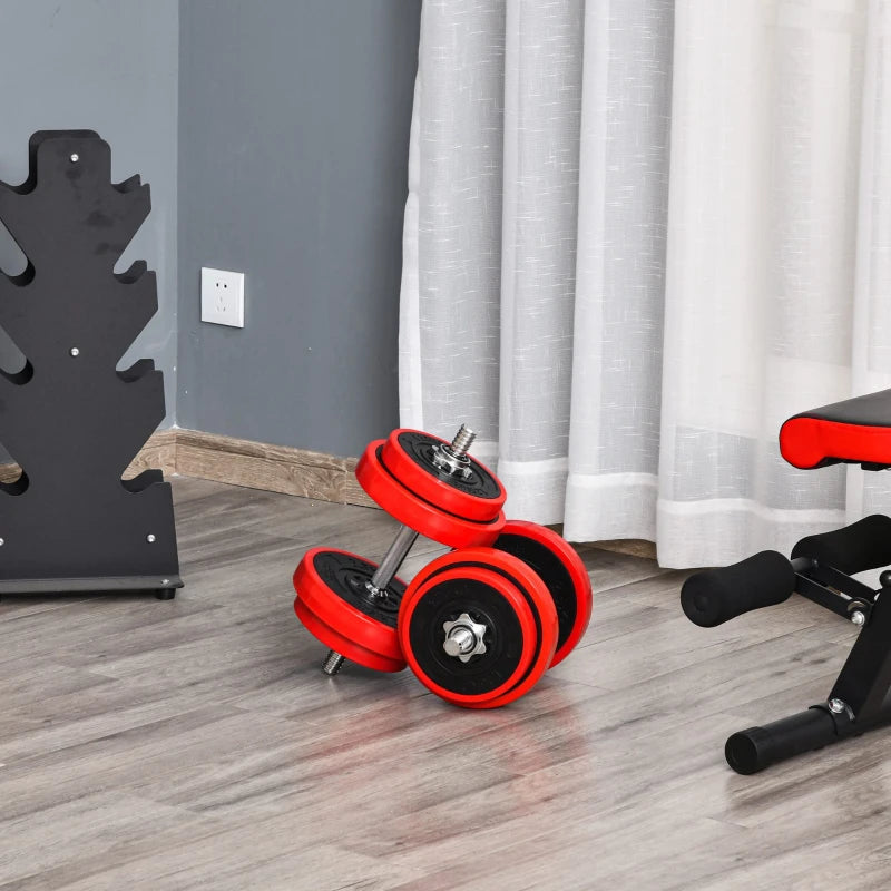 Soozier 44lbs 2-In-1 Dumbbell & Barbell Adjustable Set Strength Muscle Exercise Fitness Plate Bar Clamp Rod Home Gym Sports Area