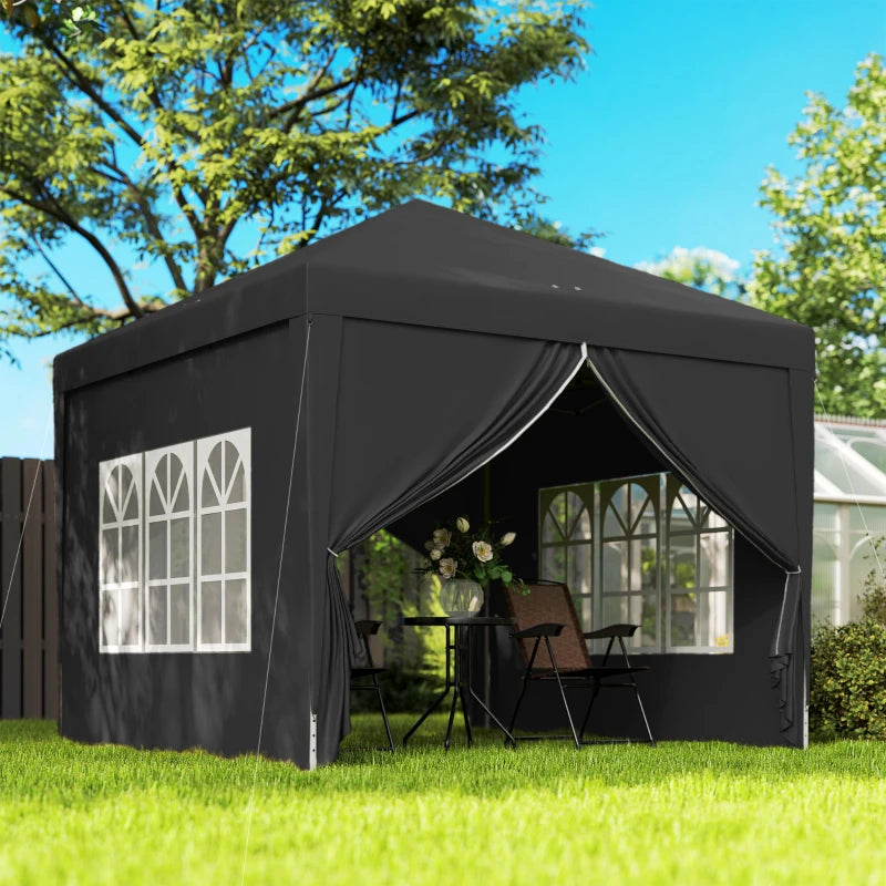 10'x10' Outdoor Pop Up Party Tent Wedding Gazebo Canopy with Carrying Bag (Black)