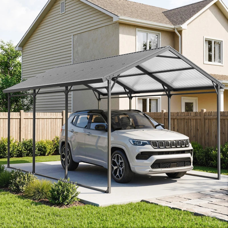 10 x 15ft Metal Carport, Heavy-Duty Carport Canopy with Reinforced Steel Frame & Roof, All-Weather Protection