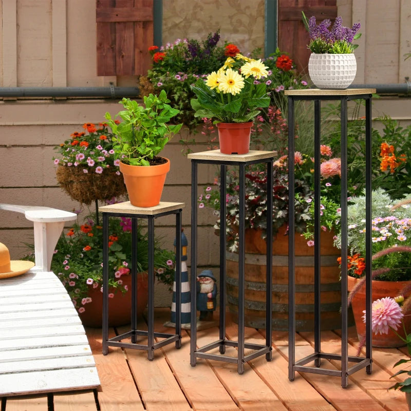 3 Packs Plant Stand Indoor, Metal Plant Stand Outdoor Plant Rack, Decorative Flower Display Holder for Patio Garden