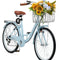 VEVOR 26-Inch Cruiser Bike 7-Speed Light Blue Beach Cruiser Bike with Basket
