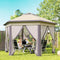 13' x 13' Pop Up Canopy Tent with Netting and Carry Bag, Instant Sun Shelter, Coffee and Beige