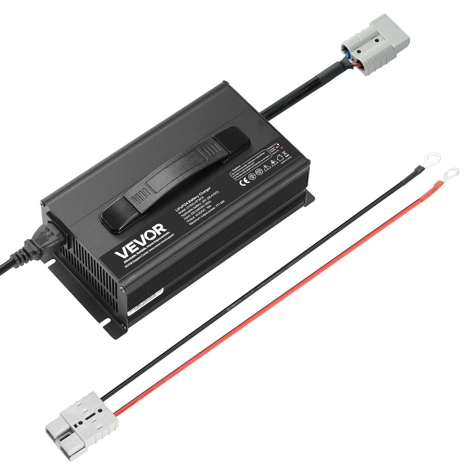 VEVOR 36V 18A Lithium Battery Charger 43.8V AC-DC LiFePO4 Smart Charger for RV