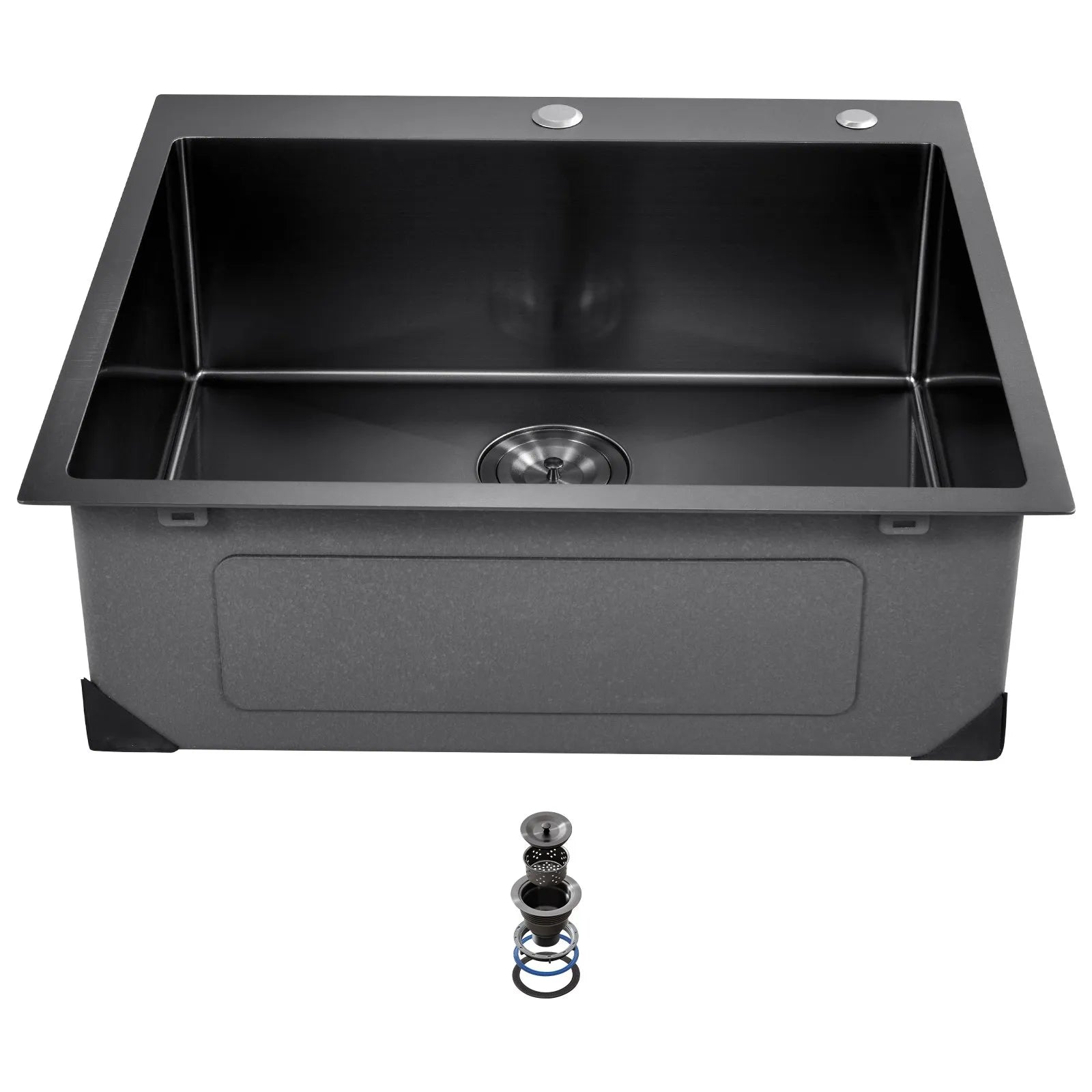 VEVOR 25" Kitchen Sink Top Mount Single Bowl Drop-In Basin Stainless Steel Black