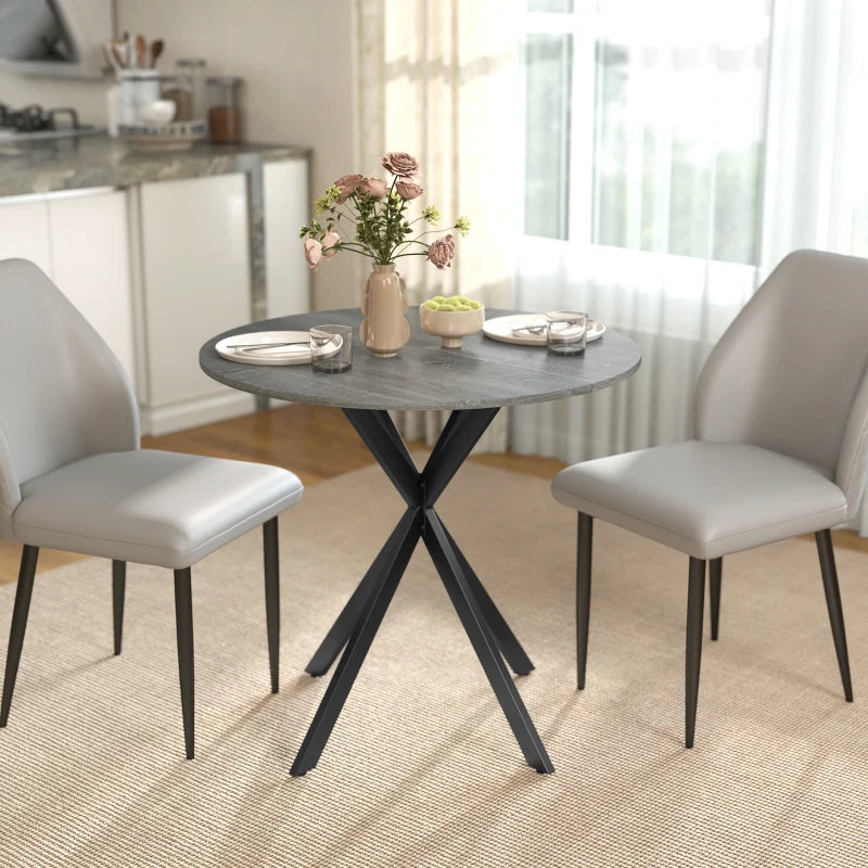 31.5" Industrial Round Dining Table - Distressed Grey