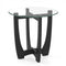 23.5 Inch Round End Side Table with Tempered Glass Tabletop-Black