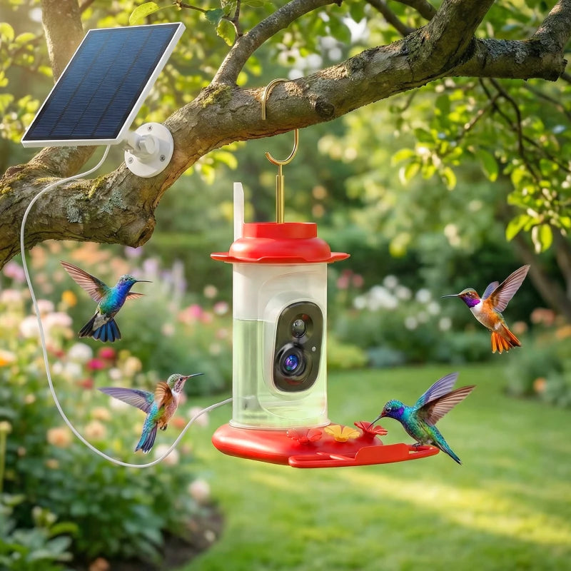 Smart Bird Feeder with Camera, AI Identify 16000+ Birds, 2K HD Live Video, 3W Solar, Instant Arrival Alerts