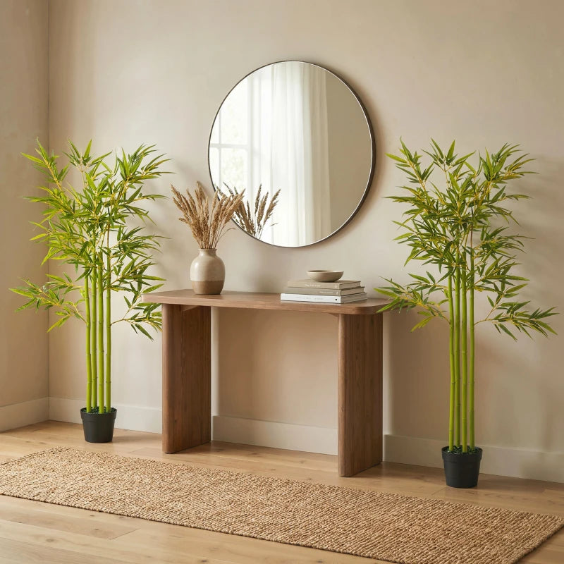4FT Artificial Bamboo Tree Set of 2, Faux Decorative Plant in Nursery Pot for Indoor Decor
