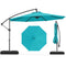 10 Feet Offset Hanging Umbrella with Base Patio Cantilever Umbrella with Tilt-Turquoise