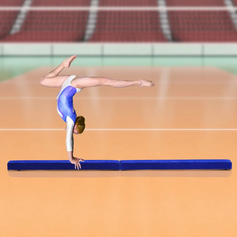 Soozier 7ft Folding Balance Beam, Gymnastics Beam with Wood Core, Blue