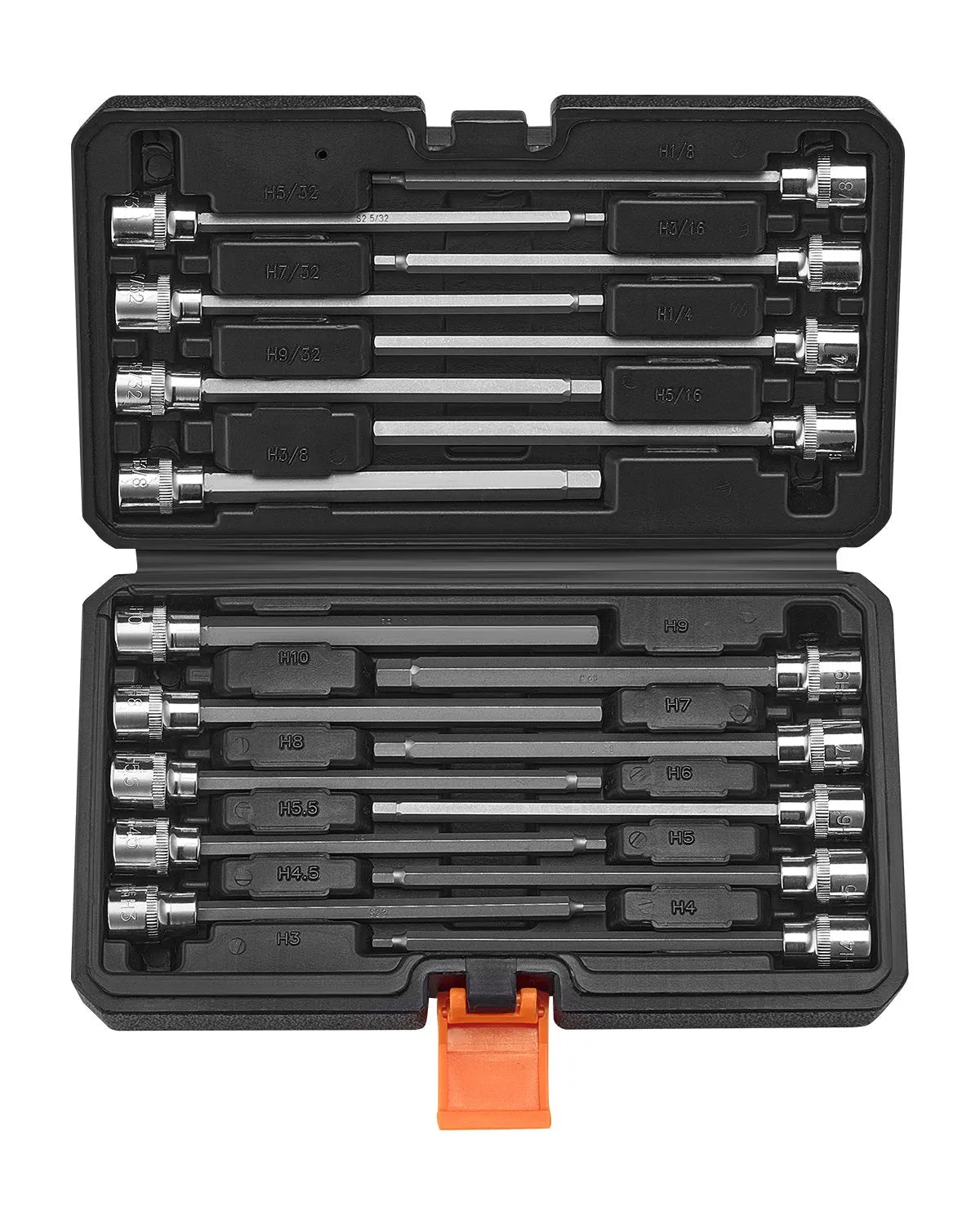 Extra Long Allen Hex Bit Socket Set 18-Piece 3/8 inch Drive S2 Alloy Steel Cr-V