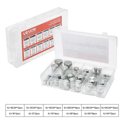 VEVOR 72 PCS Hydraulic Fittings 37° JIC Hydraulic Hose Cap and Plug Kit