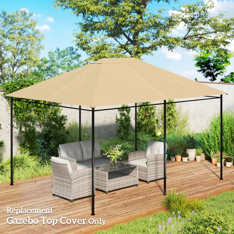 10' x 13' Gazebo Replacement Canopy Cover, Gazebo Roof Replacement (TOP COVER ONLY), Khaki