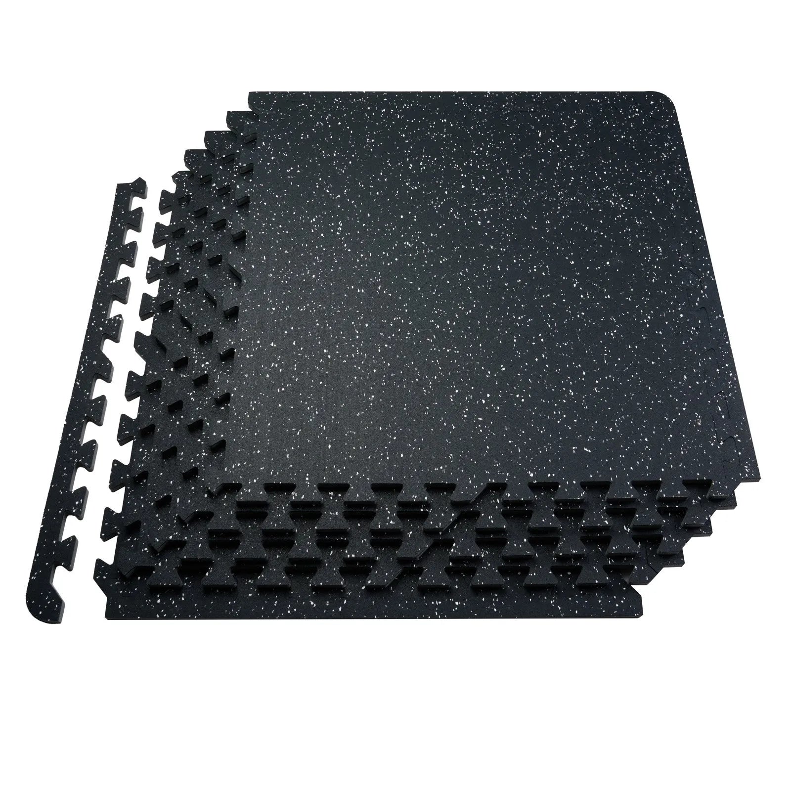 VEVOR 0.56" Thick Gym Floor Mats 12 Tiles Rubber Top with EVA Foam Black & White