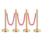 VEVOR 4 Pcs Gold Stanchion Post 3 Red Velvet Ropes Sand Injection Hollow Base