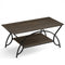 2-Tier Faux Marble Coffee Table with Marble Top and Metal Frame-Oak