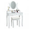 10 Dimmable Lights Vanity Table Set with Lighted Mirror and Cushioned Stool-White