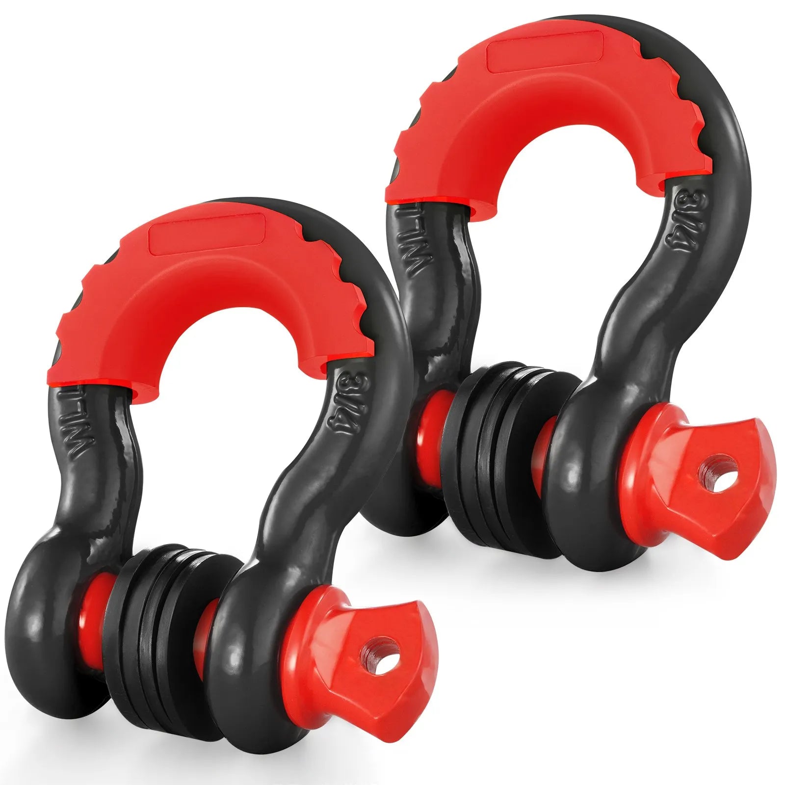 VEVOR 3/4" D-Ring Shackle, 2 Pack Alloy Steel Shackles 62832 lbs (28.5 Ton) Break Strength with 7/8" Screw Pin, Isolators & Washers, Heavy Duty Off Road Vehicle Recovery Shackle for Jeep Truck, Black