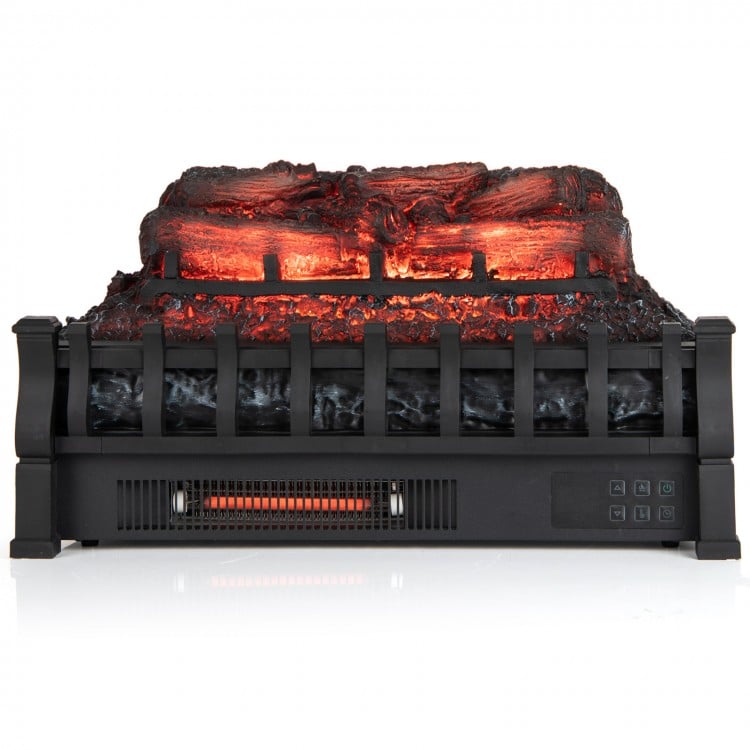 23 Inch Infrared Quartz Electric Fireplace Pinewood Log Heater with Adjustable Flame-Black