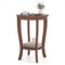 2-tier Round End Table with Solid Wood Legs-Brown