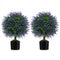 23 Inch Set of 2 Artificial Lavender Topiary Ball Trees with Cement-Filled Pot-Purple