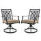 2 Pieces Patio Swivel Dining Chairs with Blossom Pattern Backrest and Cushions-Black