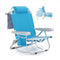 1 Piece Foldable Backpack Beach Chair with Cup Holder and Storage Pockets for Outdoor-Blue